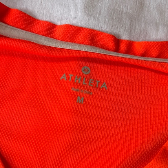 Athleta Orange Ruched Side Cinch Tunic Top Swim Cover Up Thumb Holes size M - Picture 3 of 6